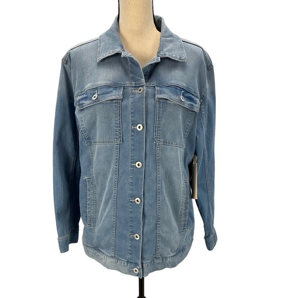Vince Camuto Long Sleeve Denim Trucker Jacket Shacket - Blue - size Large - Picture 1 of 10